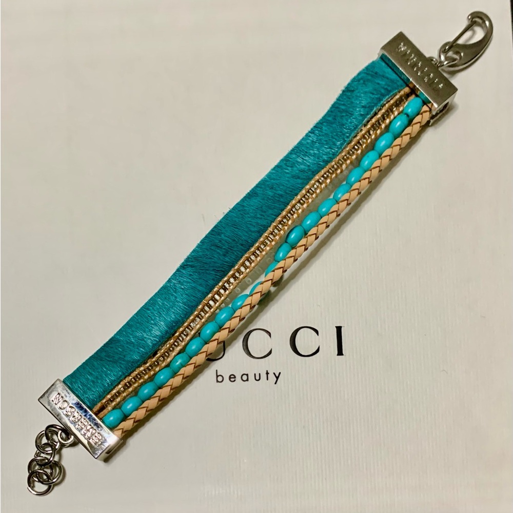 🐬Victoria hemerson🐬Leather bracelet with turquoise rhinestones🐬#EMERSON